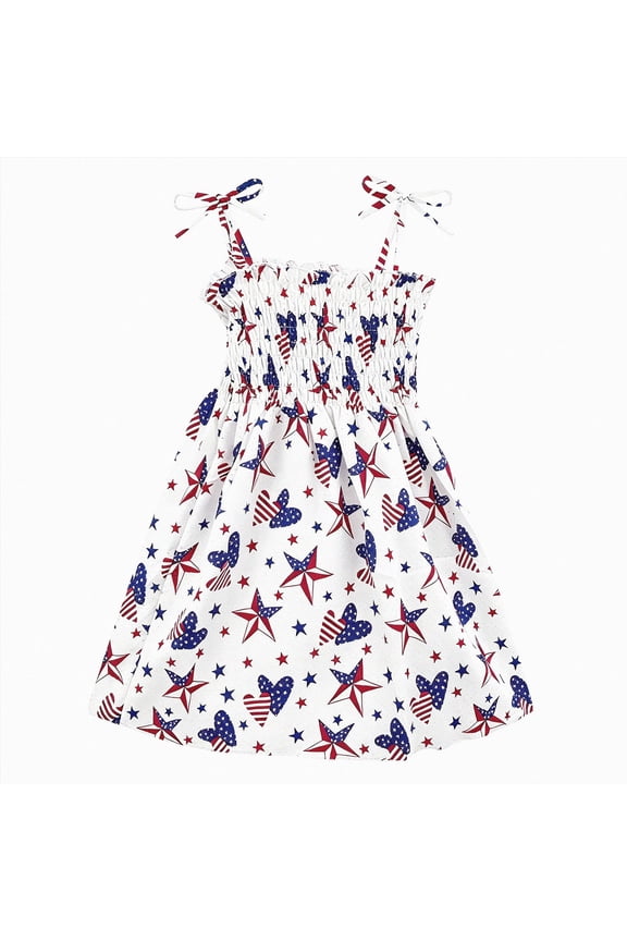 Girls 4th of July Dress Kids USA Dresses American Flag Dress Independence Day Patriotic Outfit 1-14y(2-3 Years,Silver)