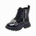 thumbnail image 1 of KPOPLK Girls Ankle Boots Girl's Leather Boot Kids Warm Low Heel Short Booties Girl Outdoor Shoes with Side Zipper for Toddler/Little Kid(7.5,Black), 1 of 8