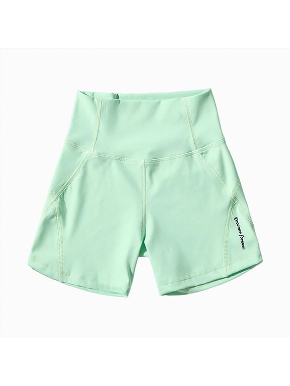 Girls Athletic Shorts Kids High Waist Yoga Dance Biker Shorts Gym Volleyball Running Comfy Shorts Size 11-12 Years