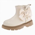 thumbnail image 1 of KPOPLK Girls Boots Fashion Ankle Boots for Girls Elastic Pull on Short Booties with Bow for Toddler/Little Kids(11,Beige), 1 of 9