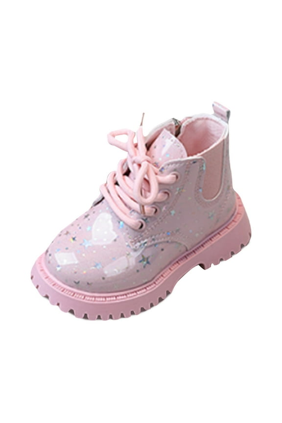 Girls Boots Winter Girls Ankle Boots Side Zipper Booties Fashion Sole (Toddler/Little Kids/Big Kids)(8,Pink)