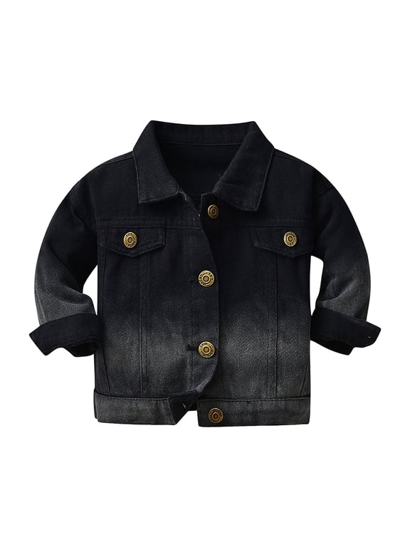 Girls Boys Jean Jacket for (4-16 Years Kids) Trendy Cozy Soft Ripped Denim Coat Casual Outerwear School Travel Teen Gift(11-12 Years,Black)
