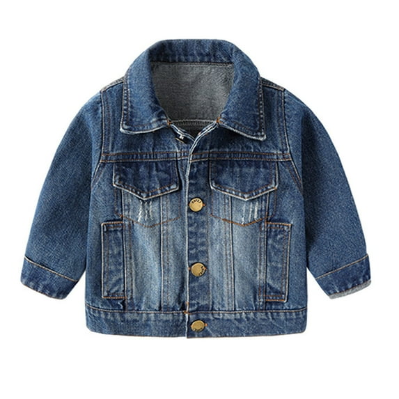 KPOPLK Girls Boys Jean Jacket for (4-17 Years Kids) Trendy Cozy Soft Ripped Denim Coat Casual Outerwear School Travel Teen Gift(4-5 Years,Blue)
