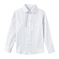 thumbnail image 1 of KPOPLK Girls Button Down Shirt Long Sleeve Ruffle Collar Blouse for School Uniform 2-18 Years Size 17-18 Years,Light Gray, 1 of 5