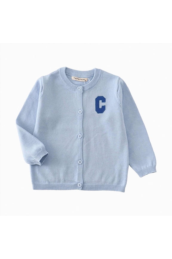 Girls Cardigan Sweater Long Sleeve Cute Bow Button Bolero Toddler Kids Cotton Ruffle Knit Sweaters 2-12 Years Light Blue Size 12-18 Months