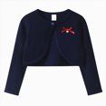thumbnail image 1 of KPOPLK Girls' Cardigan with Button Loose Long Sleeve Shrug Sweaters Cropped Uniforms Kids Knit Sweater Clothes Outerwear Blue Size 13-14 Years, 1 of 8