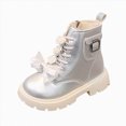 thumbnail image 1 of KPOPLK Girls Combat Boots Kids Ankle Side Zipper Booties Toddler-Big Kid Water Resistant Girls Breathable Lining Non-Slip Sole(29,Silver), 1 of 7
