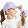 thumbnail image 1 of KPOPLK Girls Glitter Baseball Cap Kids Adjustable Ponytail Hat Toddler Summer Mesh Trucker Hats(2-8 Years,Purple), 1 of 6
