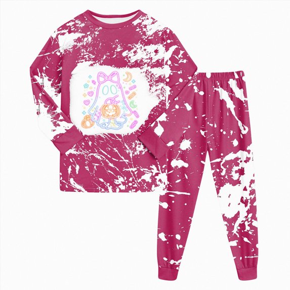 KPOPLK Girls Halloween Outfit Set 2-8T Two Piece Cute Print Long Sleeve Crewneck Pajamas Toddler Girl Sleepwear Jammies Size 8Y