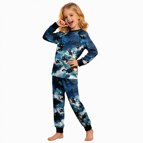 KPOPLK Girls Halloween Pajamas Cute Pjs Kids Skeleton Sleepwear Clothes Sets Holiday Sleepwear,Size 7-8 Years
