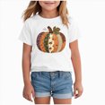 thumbnail image 1 of KPOPLK Girls Halloween Pumpkin Shirt Fall Winter Ghost Graphic Print Short Sleeve T-Shirt Kids Top Size 1-2 Years,White, 1 of 4