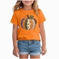 thumbnail image 1 of KPOPLK Girls Halloween Pumpkin Shirt Fall Winter Ghost Graphic Print Short Sleeve T-Shirt Kids Top Size 2-3 Years,Orange, 1 of 4