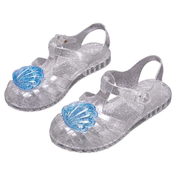 KPOPLK Girls Jelly Sandals Summer Costume Princess Dress Flat Breathable Waterproof Shoes for Girl Closed Toe Beach Flat-Sandals for Toddler Little Kid Big Kids Size 8,Blue