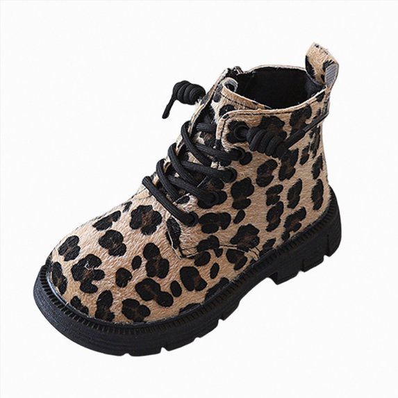 KPOPLK Girls Kids Lug Sole Ankle Boots Side Zip Chunky Low Heel Slip On Winter Casual Booties Shoes(13,Khaki)