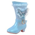 thumbnail image 1 of KPOPLK Girls' Kids Winter Warm Snow Boots, Fall/Winter New High Princess Long Fashion Children's Leather Boots, Girl's Mid Calf Boots(3.5,F37-Blue), 1 of 2