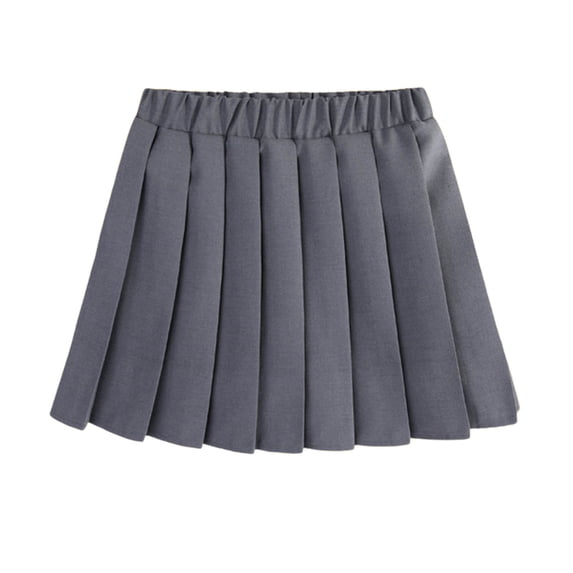 KPOPLK Girls Knee Length Skirt : Aline Pleated Skirt Built-in Shorts or Leggings Basic Skorts(17-18 Years,Grey)