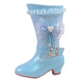 thumbnail image 1 of KPOPLK Girls Lace Up Boots Mid Calf Riding Boots PU Leather Side Zipper Sole Boot(3,F34-Blue), 1 of 2