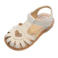 thumbnail image 1 of KPOPLK Girls Leather Soft Open Toe Princess Flat Shoes Summer Sandals(Toddler/Little Kid) Size 8.5,Beige, 1 of 6