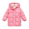 thumbnail image 1 of KPOPLK Girls' Long Hooded Puffer Jacket Kids Winter Thicken Padded puffer Coat Toddler Water Resistant Quilted Puffer Coat(3-4 Years,Pink), 1 of 5