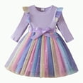thumbnail image 1 of KPOPLK Girls Long Sleeved Dress Comfortable Soft Mesh Fashionable Princess Dress(3-4 Years,A47-Purple), 1 of 6