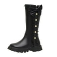 thumbnail image 1 of KPOPLK Girls Mid Calf Boots Floral Waterproof Winter Dress Boots Fleece Warm Outdoor Shoes(11,F5-Black), 1 of 2