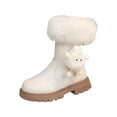 thumbnail image 1 of KPOPLK Girls Mid Calf Boots Water Resistant Outdoor Warm Cozy Anti-Slip Warm Lining Winter Snow Shoes(1.5,F55-White), 1 of 2