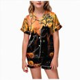 thumbnail image 1 of KPOPLK Girls Pajama Sets Cotton Sleepwear Button Down Short Sleeve with Ruffle Shorts PJS 2-12Y,Size 4-5 Years, 1 of 6