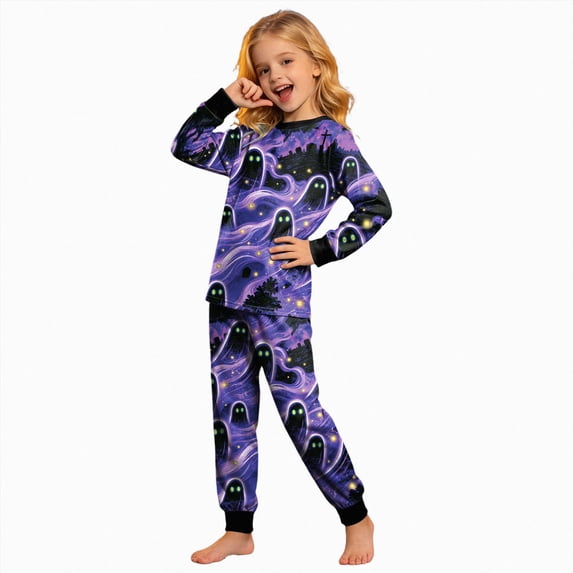 KPOPLK Girls Pajamas - 2 Piece Long Sleeve Halloween Pajamas and Pants Set 2-8 Years Kids Outfit Set,Size 3-4 Years