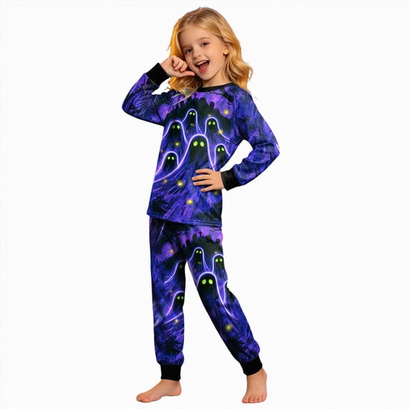 KPOPLK Girls Pajamas - 2 Piece Long Sleeve Halloween Pajamas and Pants Set 2-8 Years Kids Outfit Set,Size 5-6 Years