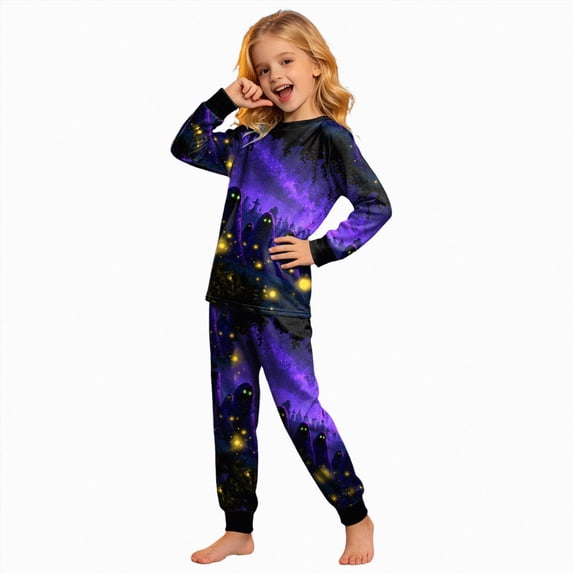 KPOPLK Girls Pajamas - 2 Piece Long Sleeve Halloween Pajamas and Pants Set 2-8 Years Kids Outfit Set,Size 8-9 Years
