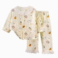 thumbnail image 1 of KPOPLK Girls Pajamas Clothes Fall Baby Girl Pjs Pants and Long Sleeve Shirt 2 Piece Sleepwear Button Down Outfit with Pockets Loung Sets Size 4-5 Years,Dark Purple, 1 of 9
