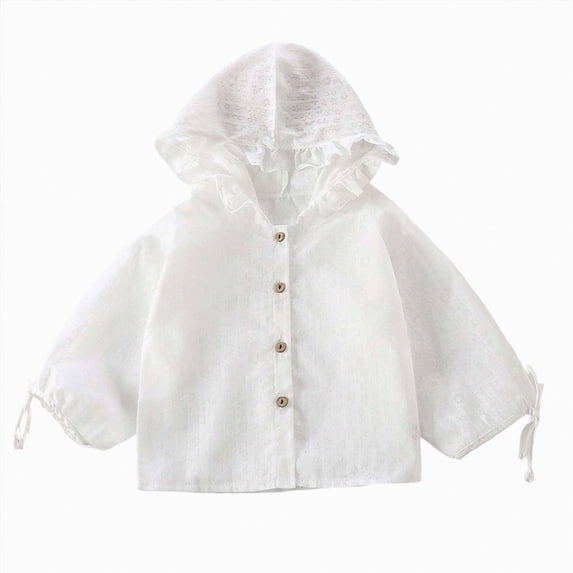 KPOPLK Girls Rain Jacket Water Resistant Hoodies Coat Lightweight Windbreakers Button Down Kids Toddler Girls Spring Jacket White,Size 2-3 Years