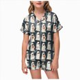 thumbnail image 1 of KPOPLK Girls Satin Pajamas Set Halloween Button Down Silk 2 Piece Pj Sets Ruffle Short Sleeve Sleepwear,Size 2-3 Years, 1 of 9
