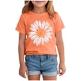 thumbnail image 1 of KPOPLK Girls Shirts Girls Cute Graphic Print Tshirt 3t 4t 5t 6t 7t 8t 9t Round Neck Short Sleeve Tee Summer Casual Tops Size 13-14 Years,Orange, 1 of 4