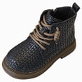 thumbnail image 1 of KPOPLK Girls Short Boots Side Zipper Lug Sole Ankle Booties Toddler/Little Kid/Big Kid(2.5,Black), 1 of 8