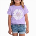 thumbnail image 1 of KPOPLK Girls Short Sleeve Shirts,Athletic T-Shirts,Basic Summer Tee Tops,Causal Round Neck Shirts for Kids Size 2-3 Years,Purple, 1 of 4
