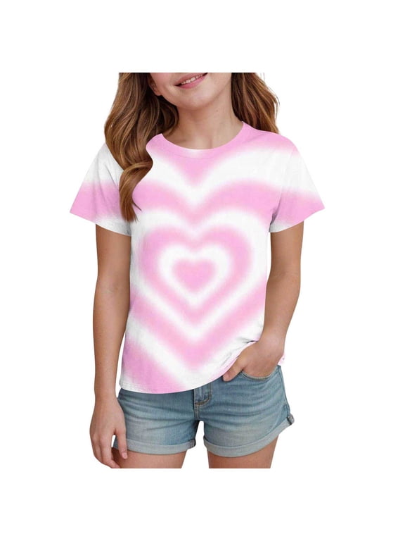 Girls Summer Tops Fashionable Short Sleeve T-Shirt 4t 5t 6t 7t 8t Casual Daily Shirt for Kids Size 4-5 Years ,Dark Purple