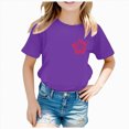 thumbnail image 1 of KPOPLK Girls T Shirts Oversized Short Sleeve Kids Summer Tops Shirt Soft Casual Crewneck Basic Tees Size 10-11 Years,Purple, 1 of 8
