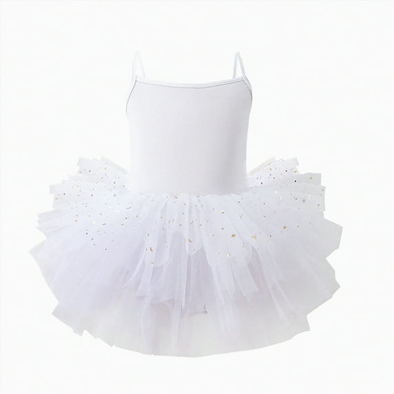 KPOPLK Girls Toddler Ballet Tutu Skirt Leotards V Neck Camisole Dress Dance Outfit Ballerina Gradient(White&5,3-4 Years)