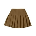 thumbnail image 1 of KPOPLK Girls Uniform Skirts Casual High Waist Stretchy A-Line Skirts Soft Skorts Fashion Clothes(7-8 Years,Coffee), 1 of 5