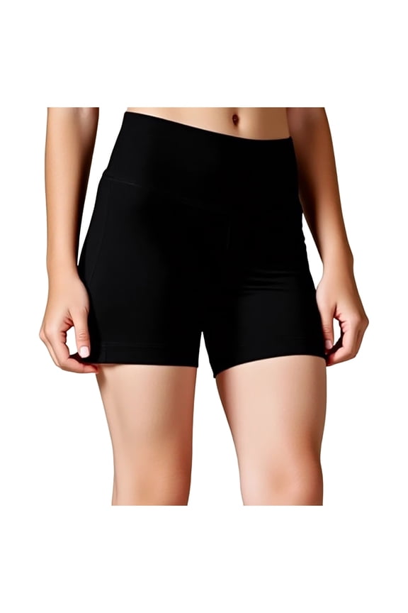 Girls Yoga Shorts-5" Soft High Waisted Athletic Dance Gymnastics Spandex Volleyball Biker Shorts for Girls 6-14Years,Black,Size 11-12 Years