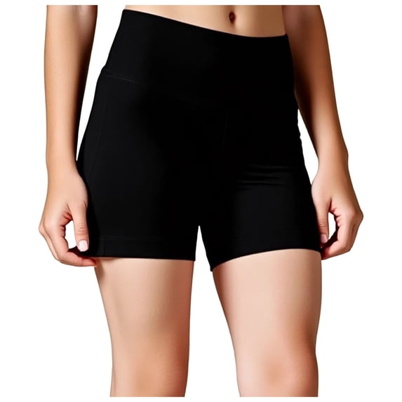 KPOPLK Girls Yoga Shorts-5" Soft High Waisted Athletic Dance Gymnastics Spandex Volleyball Biker Shorts for Girls 6-14Years,Black,Size 12-13 Years