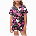 thumbnail image 1 of KPOPLK Halloween Pajamas Sets for Girls 2T-13T Short Sleeve Button Down Shirt and Elastic Waist Shorts Jammies Teen Girl 2 Piece Pjs,Size 2-3 Years, 1 of 5