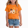 thumbnail image 1 of KPOPLK Halloween Shirt for Toddler Girls Ghost Graphic Tshirt Cute Season Short Sleeve Tops for Kids Size 5-6 Years,Orange, 1 of 4