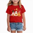 thumbnail image 1 of KPOPLK Halloween Shirt for Toddler Girls Ghost Graphic Tshirt Cute Season Short Sleeve Tops for Kids Size 5-6 Years,Red, 1 of 4