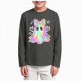 thumbnail image 1 of KPOPLK Halloween Shirts for Kids Boys Girls Ghost Tshirt Long Sleeve Funny Tee Tops Toddler Halloween Tshirt(11-12 Years,Grey), 1 of 5