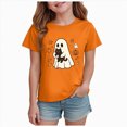 thumbnail image 1 of KPOPLK Halloween T-Shirt Toddler Girls Graphic Tee Tops Funny Letter Print Short Sleeve Shirt Fall Summer Top,Size 5-6 Years, 1 of 7