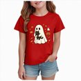 thumbnail image 1 of KPOPLK Halloween T-Shirt Toddler Girls Graphic Tee Tops Funny Letter Print Short Sleeve Shirt Fall Summer Top,Size 5-6 Years, 1 of 7