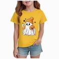 thumbnail image 1 of KPOPLK Halloween T-Shirt for Girls 1-14 Years Fall Short Slleve Round Neck Ghost Boo Print Tee Top,Size 11-12 Years, 1 of 5