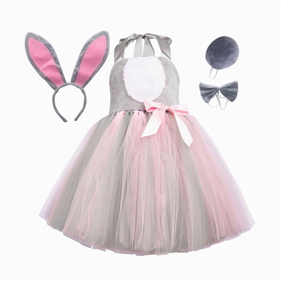 KPOPLK Halloween Toddler Kids Animal Performance Girls Mesh Tulles Dress with Hair Hoop Beast Clothes Dress up Outfits,Size 7-8Years